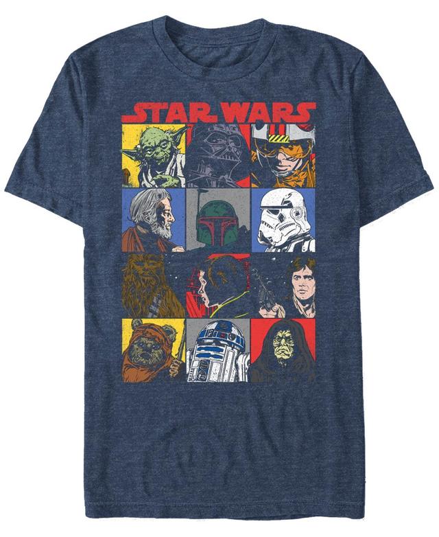 Mens Star Wars Comic Style Group Panels Graphic Tee Navy Grey Product Image