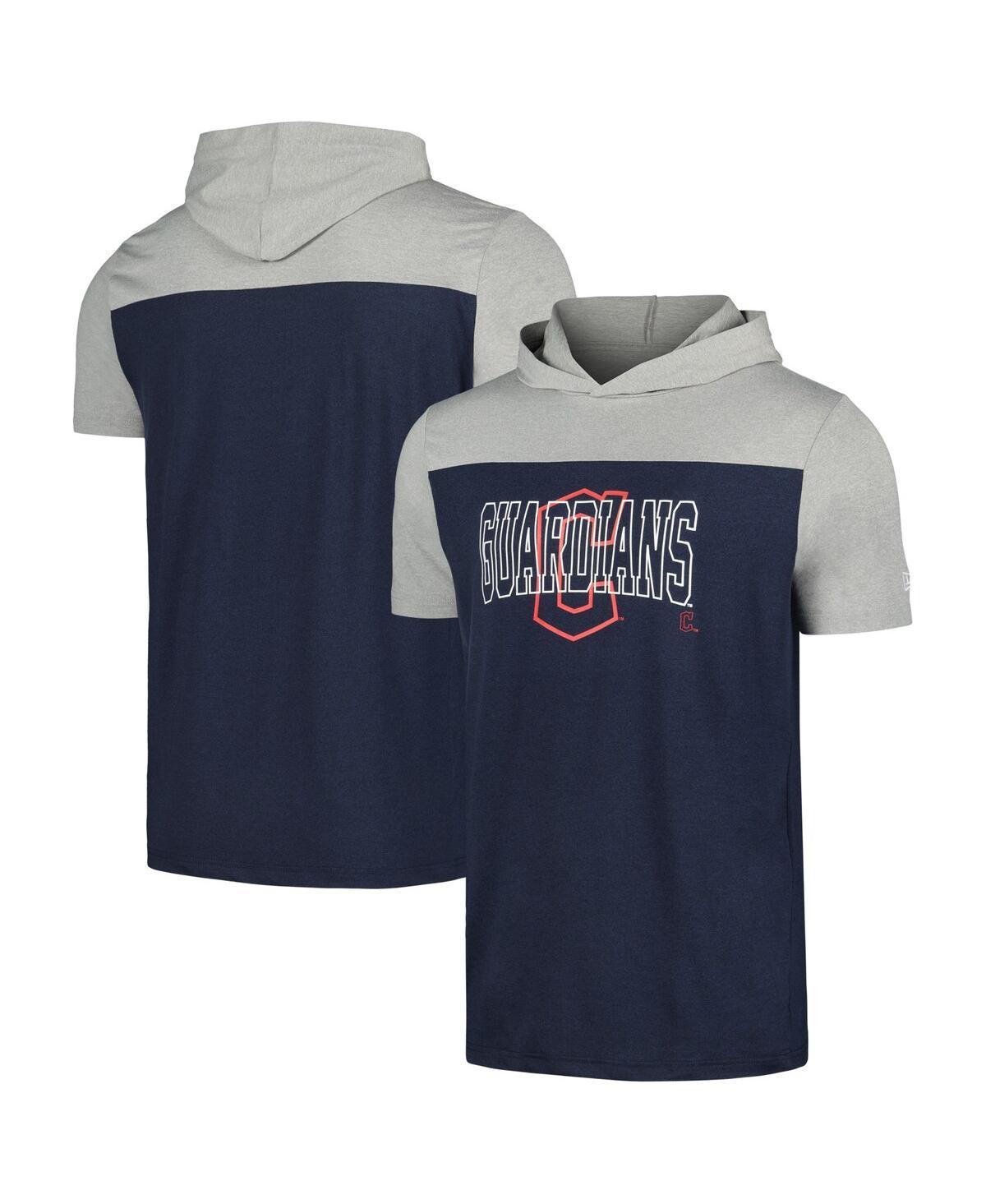 Mens New Era Navy Cleveland Guardians Active Brushed Hoodie T-Shirt Grd Blue Product Image