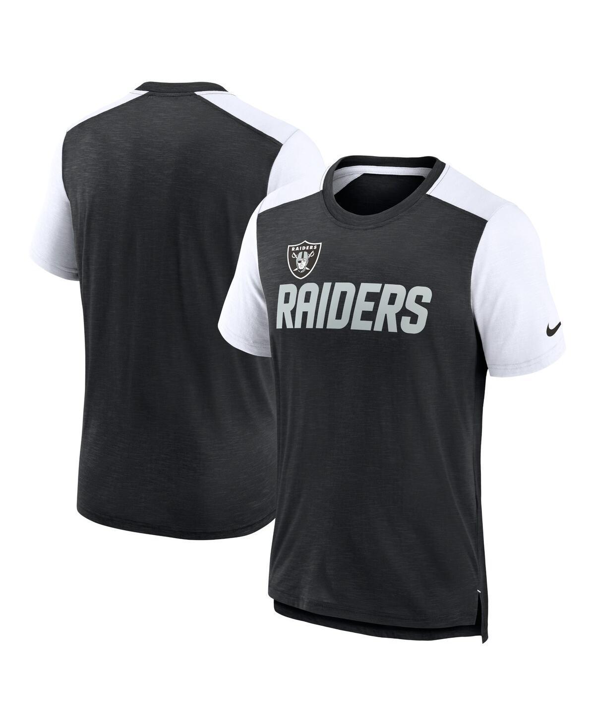 Nike Mens Heathered Black Las Vegas Raiders Colorblock Team Name T-Shirt - Heather Black, White Product Image