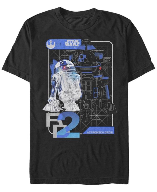 Mens Star Wars R2-D2 Schematic Print Poster Tee Blue Product Image