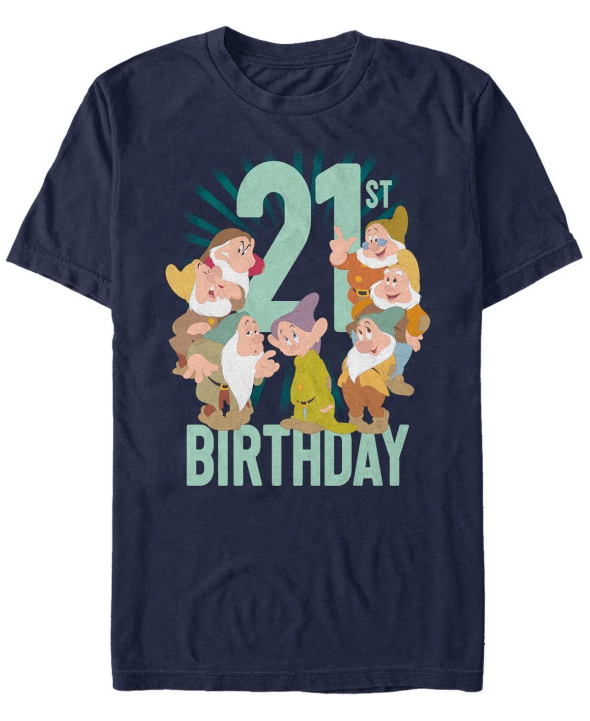 Mens Disney Princess Snow White and the Seven Dwarfs 21st Birthday Tee Navy Grey Product Image