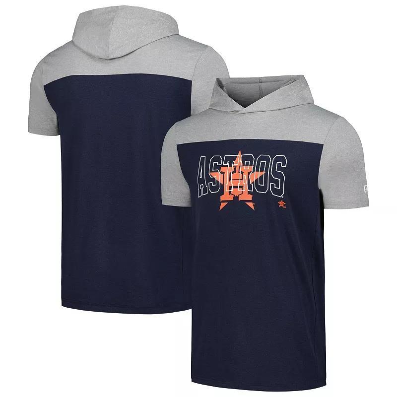 Mens New Era Houston Astros Active Brushed Hoodie T-Shirt Blue Product Image