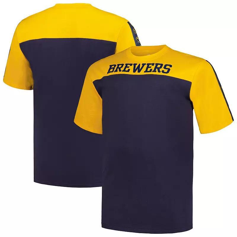 Mens Profile /Navy Milwaukee Brewers Big & Tall Yoke Knit T-Shirt Product Image