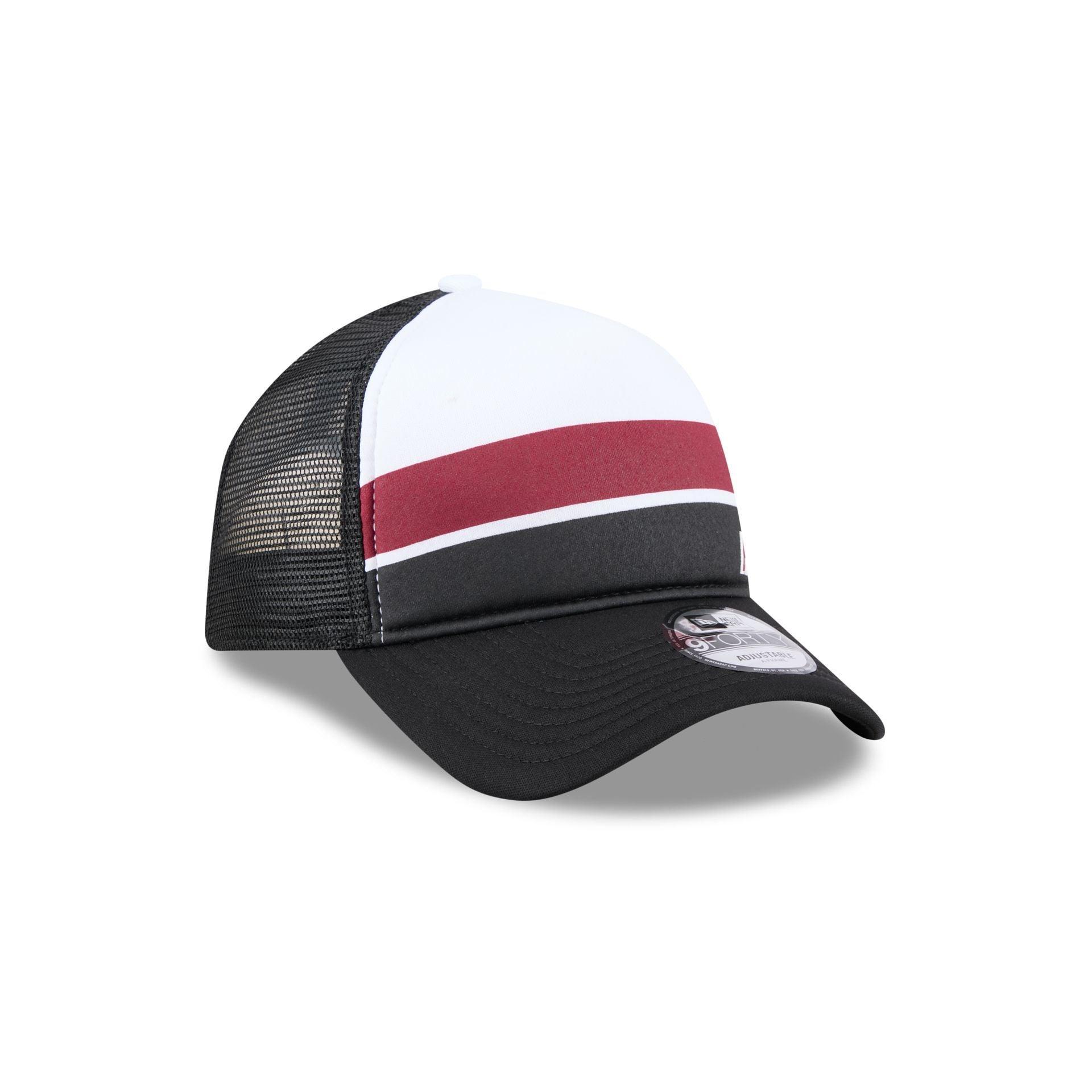 Miami Heat Color Block 9FORTY A-Frame Trucker Snapback Hat Male Product Image