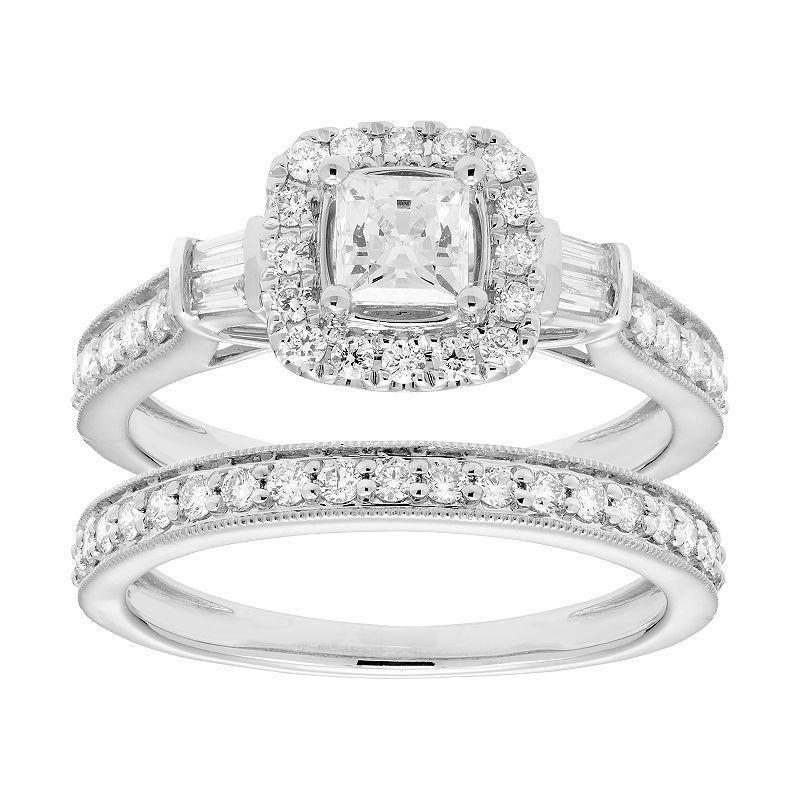 The Regal Collection 14k Gold 1 Carat T.W IGL Certified Diamond Engagement Ring Set, Womens White Product Image