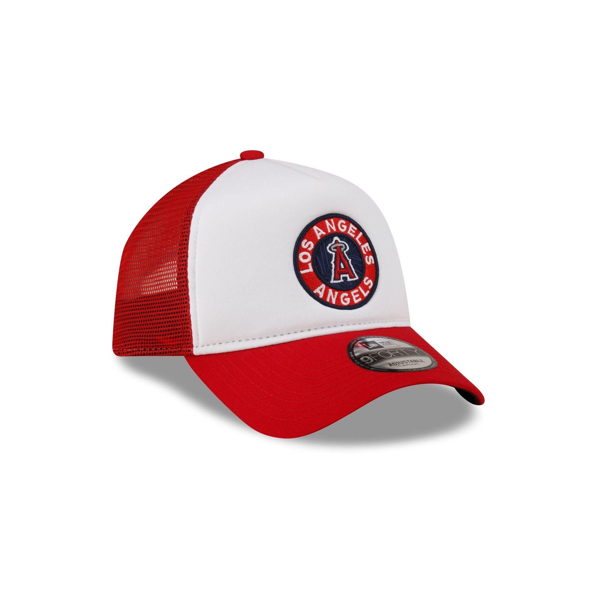 Los Angeles Angels White Crown 9FORTY A-Frame Trucker Hat Male Product Image