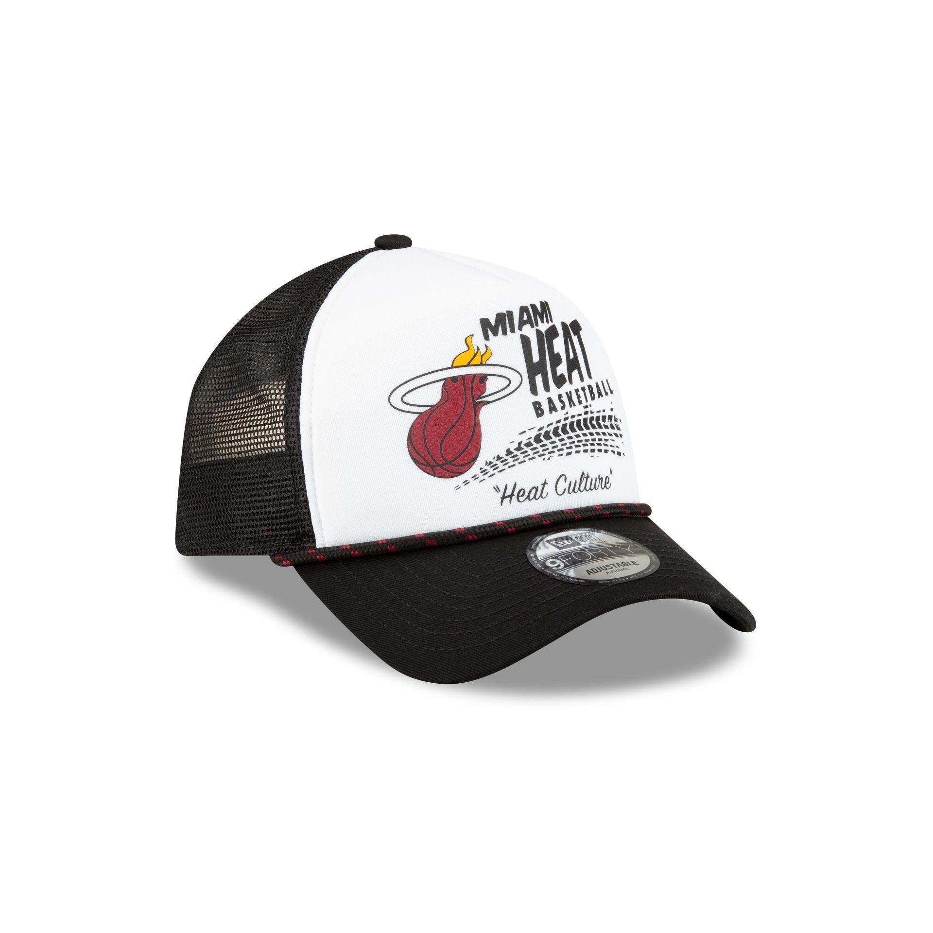 Miami Heat 2024 Rally Drive White 9FORTY A-Frame Trucker Hat Male Product Image