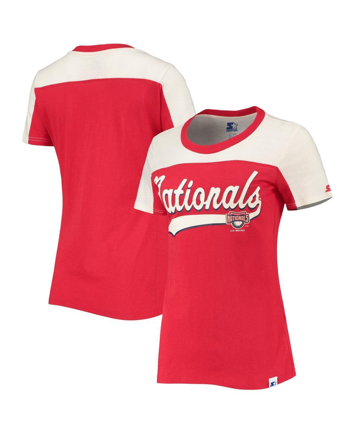 Womens Starter Red and White Washington Nationals Kick Start T-shirt - Red Product Image