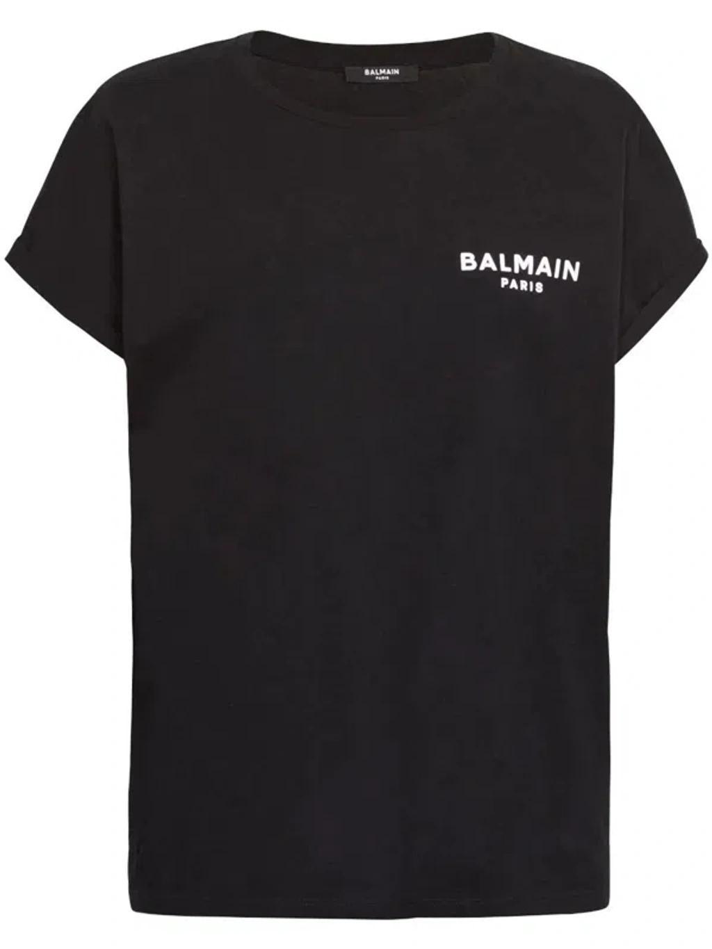 BALMAIN Logo-print Cotton T-shirt In Black Product Image