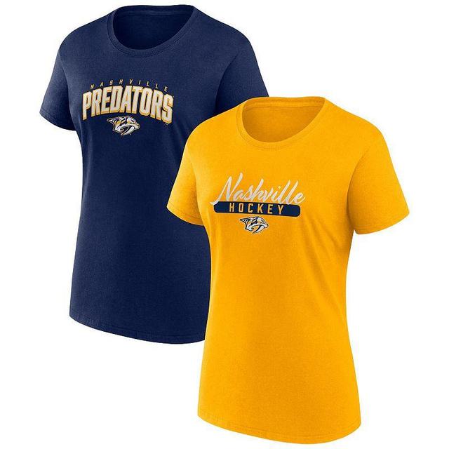 Womens Fanatics Branded /Navy Nashville Predators Two-Pack Fan T-shirt Set Product Image