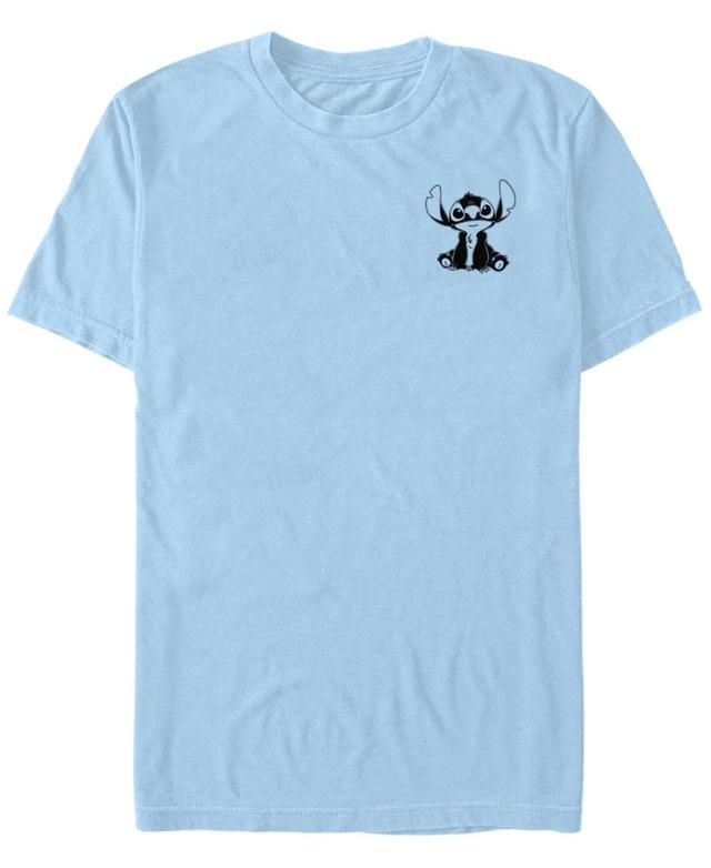 Mens Lilo & Stitch Vintage Lined Stitch Pocket Hit Tee, Mens Light Blue Product Image