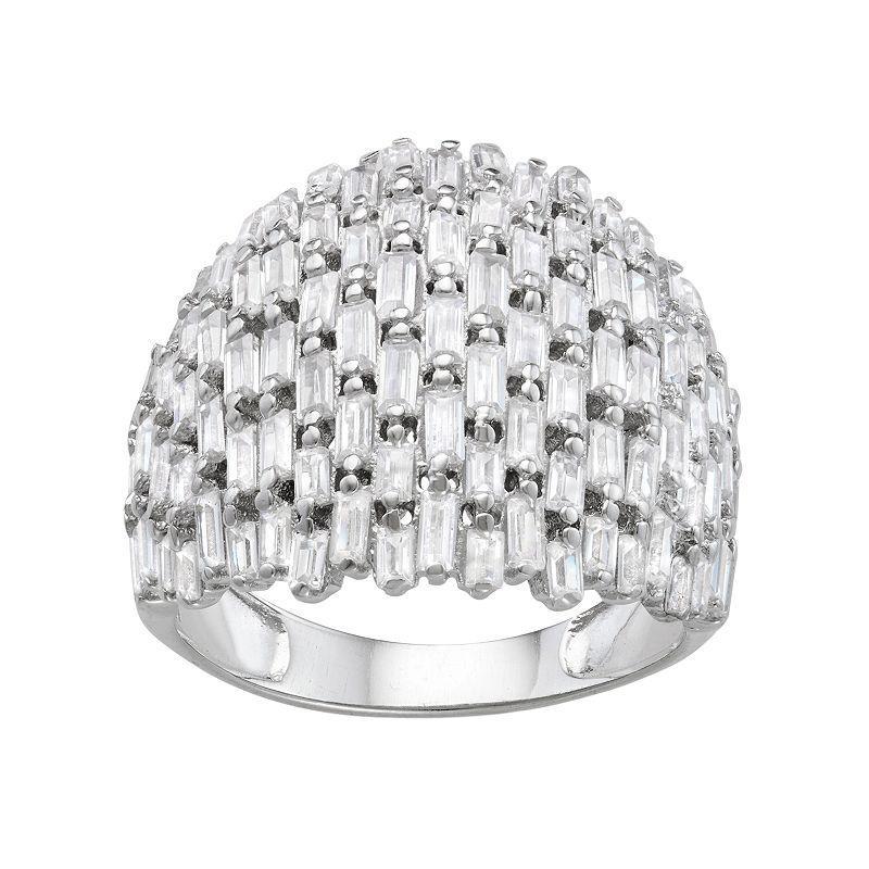 Designs by Gioelli Sterling Silver Cubic Zirconia Baguette Dome Ring, Womens Product Image