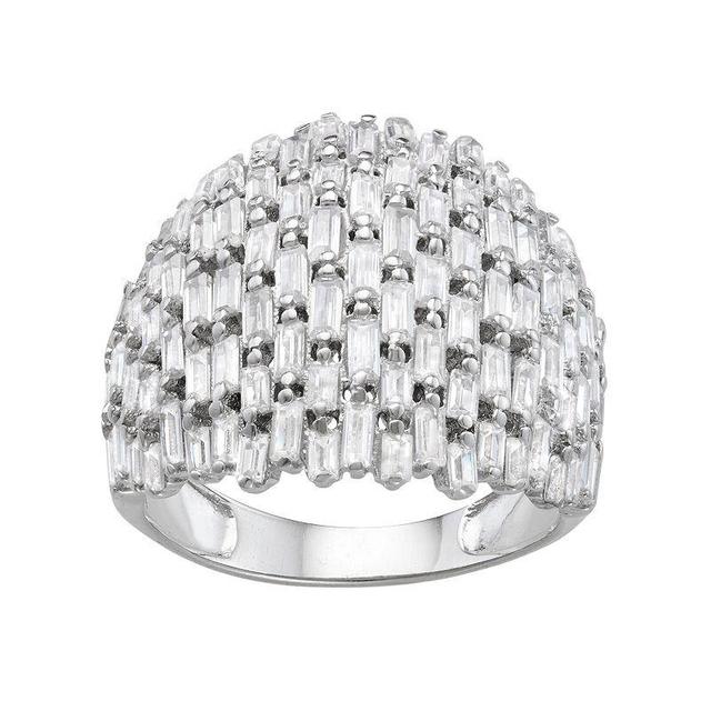 Designs by Gioelli Sterling Silver Cubic Zirconia Baguette Dome Ring, Womens Product Image