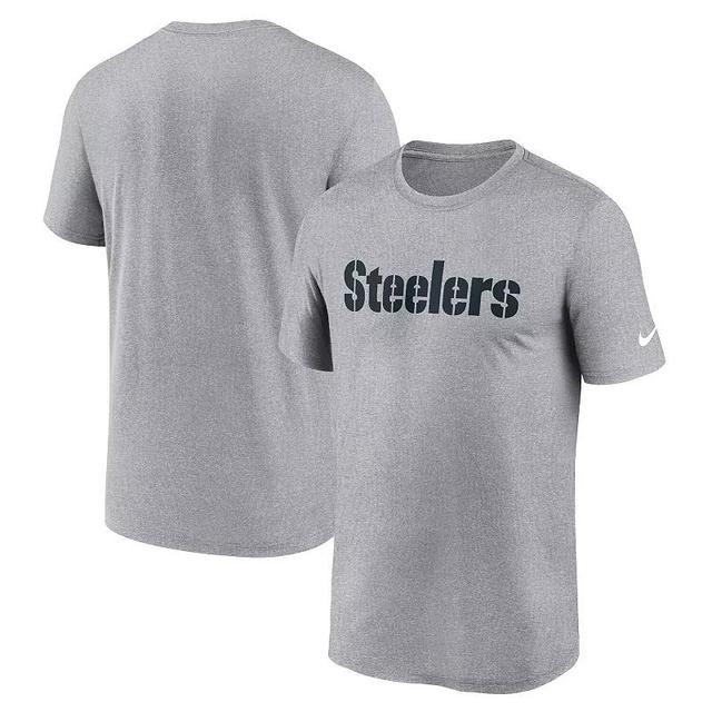 Mens Nike Heather Gray Pittsburgh Steelers Primetime Legend Wordmark Performance T-Shirt Product Image