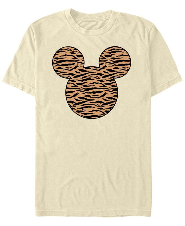 Mens Disney Mickey & Friends Mickey Tiger Print Fill Tee Natural Product Image