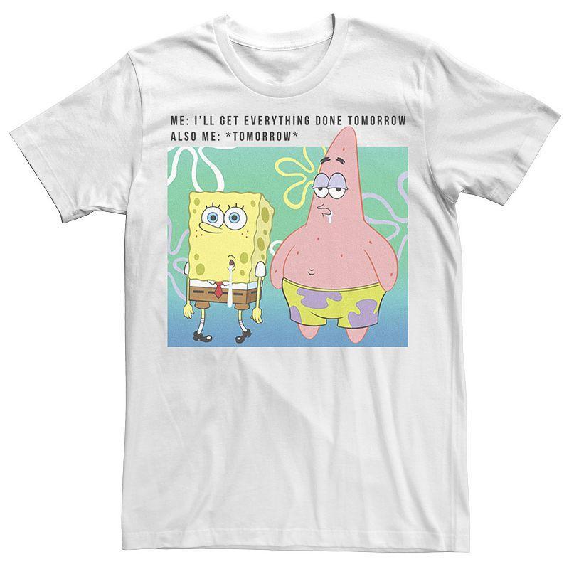 Big & Tall SpongeBob SquarePants Ill Get Everything Done Tomorrow Tee, Mens Product Image