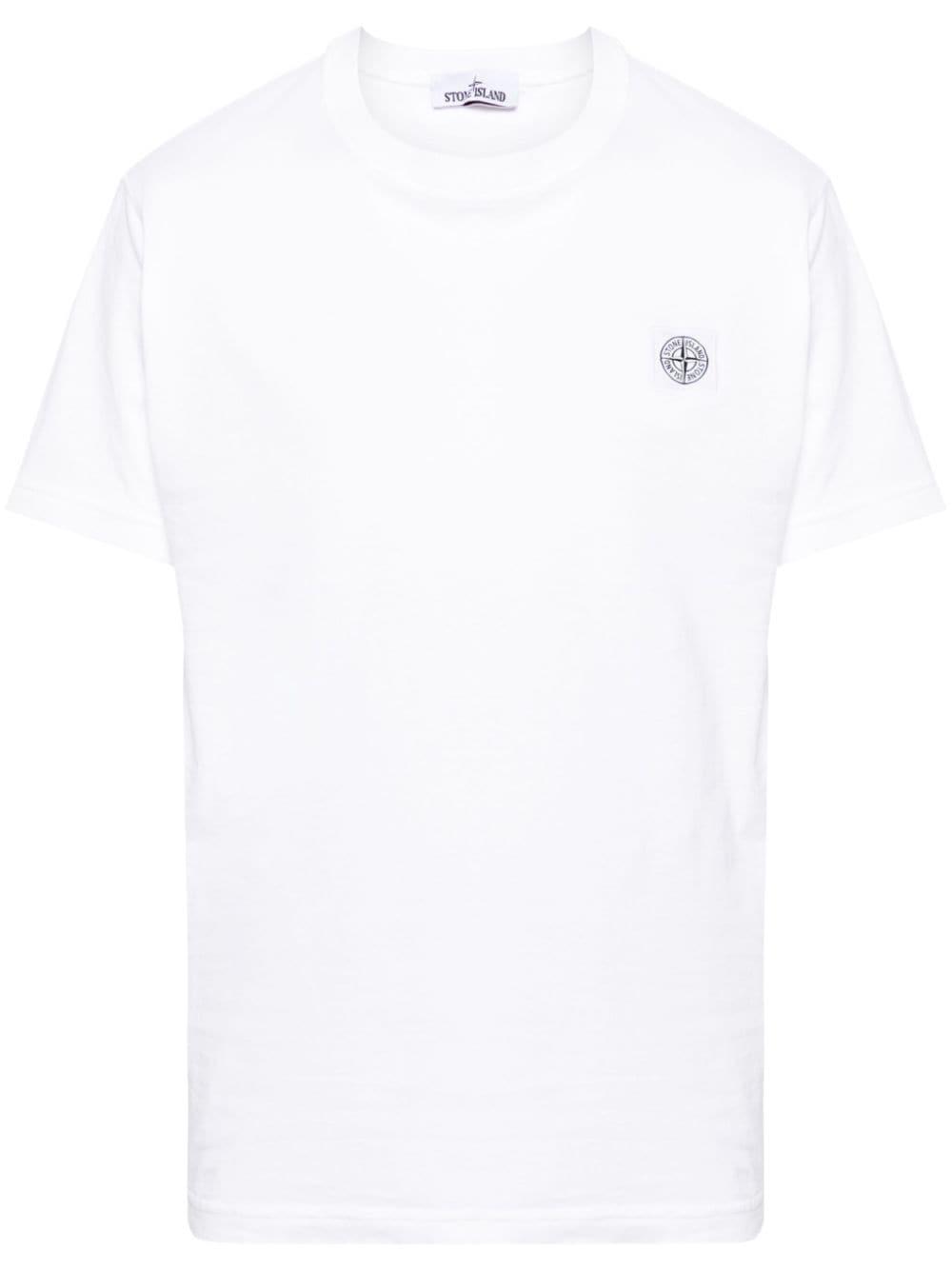 STONE ISLAND Compass-patch Cotton T-shirt In White Product Image