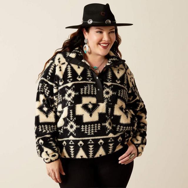 Ariat® Ladies' Black/Cream SW Print Winslow Berber Snap Front Sweatshirt Product Image