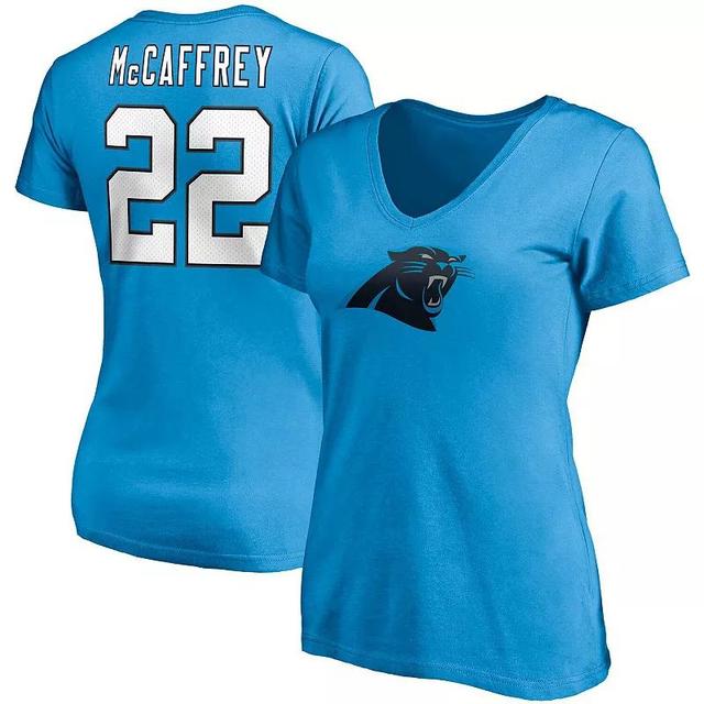 Womens Fanatics Branded Christian McCaffrey Carolina Panthers Player Icon Name & Number V-Neck T-Shirt Product Image