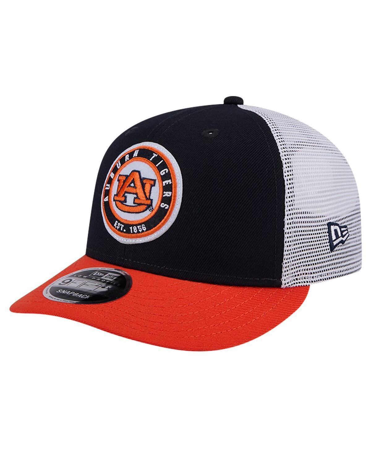 Mens New Era Auburn Tigers Throwback Circle Patch 9FIFTY Trucker Snapback Hat, Blue Product Image