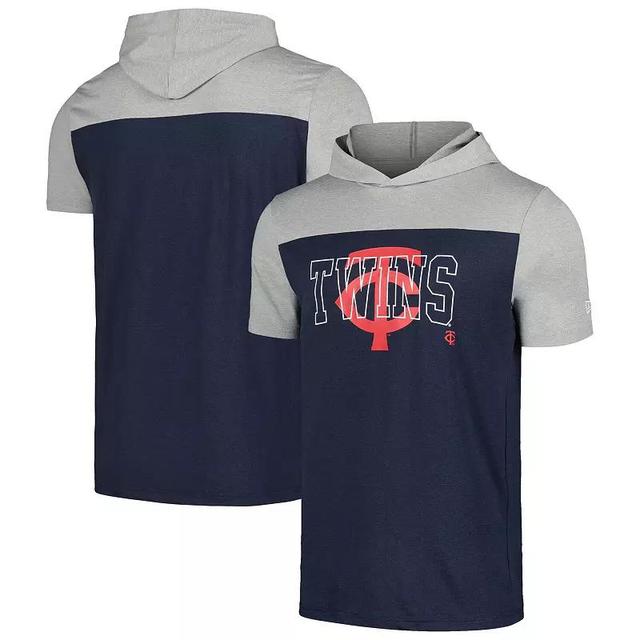 Mens New Era Minnesota Twins Active Brushed Hoodie T-Shirt Blue Product Image