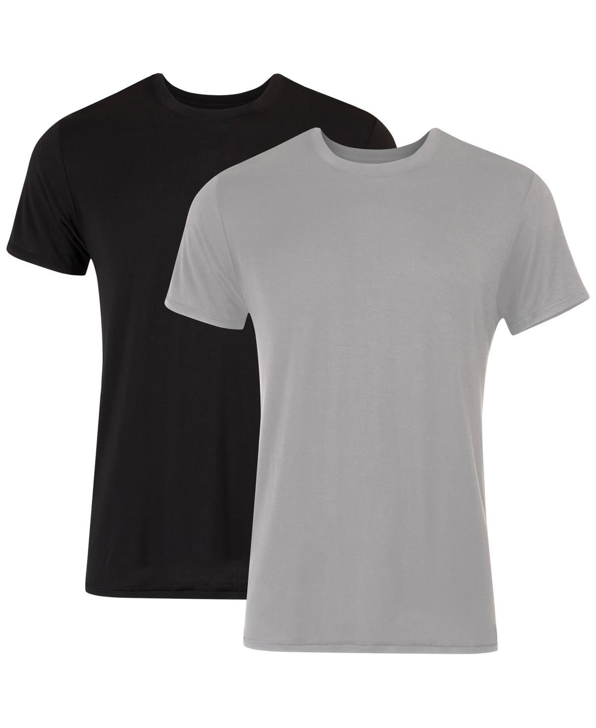 Hanes Originals Ultimate Mens SuperSoft Crewneck Undershirt, Black/Grey, 2-Pack Assorted L Product Image