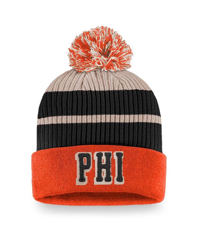 Mens Fanatics Branded Orange Philadelphia Flyers True Classics Cuffed Knit Hat with Pom Product Image