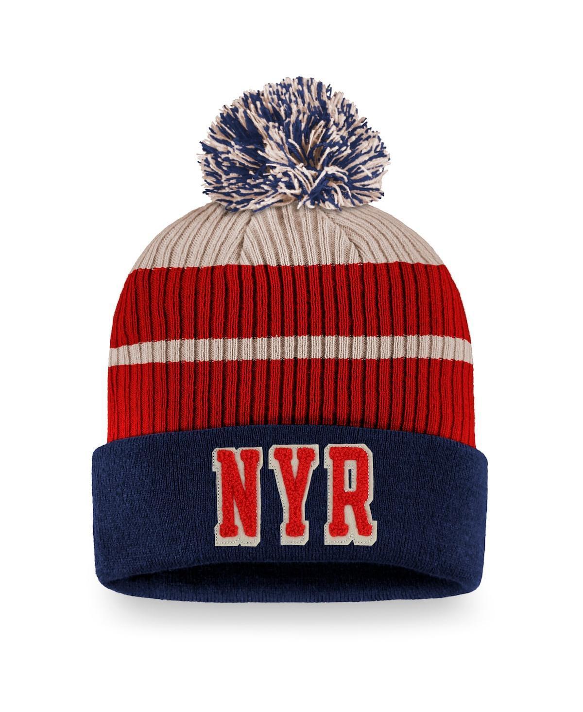 Mens Fanatics Branded Blue New York Rangers True Classics Cuffed Knit Hat with Pom Product Image