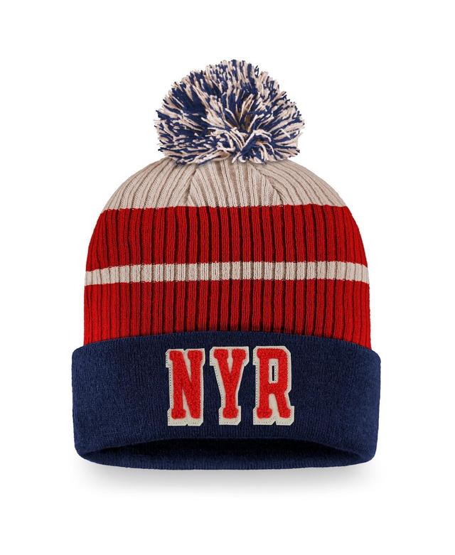 Mens Fanatics Branded Blue New York Rangers True Classics Cuffed Knit Hat with Pom Product Image