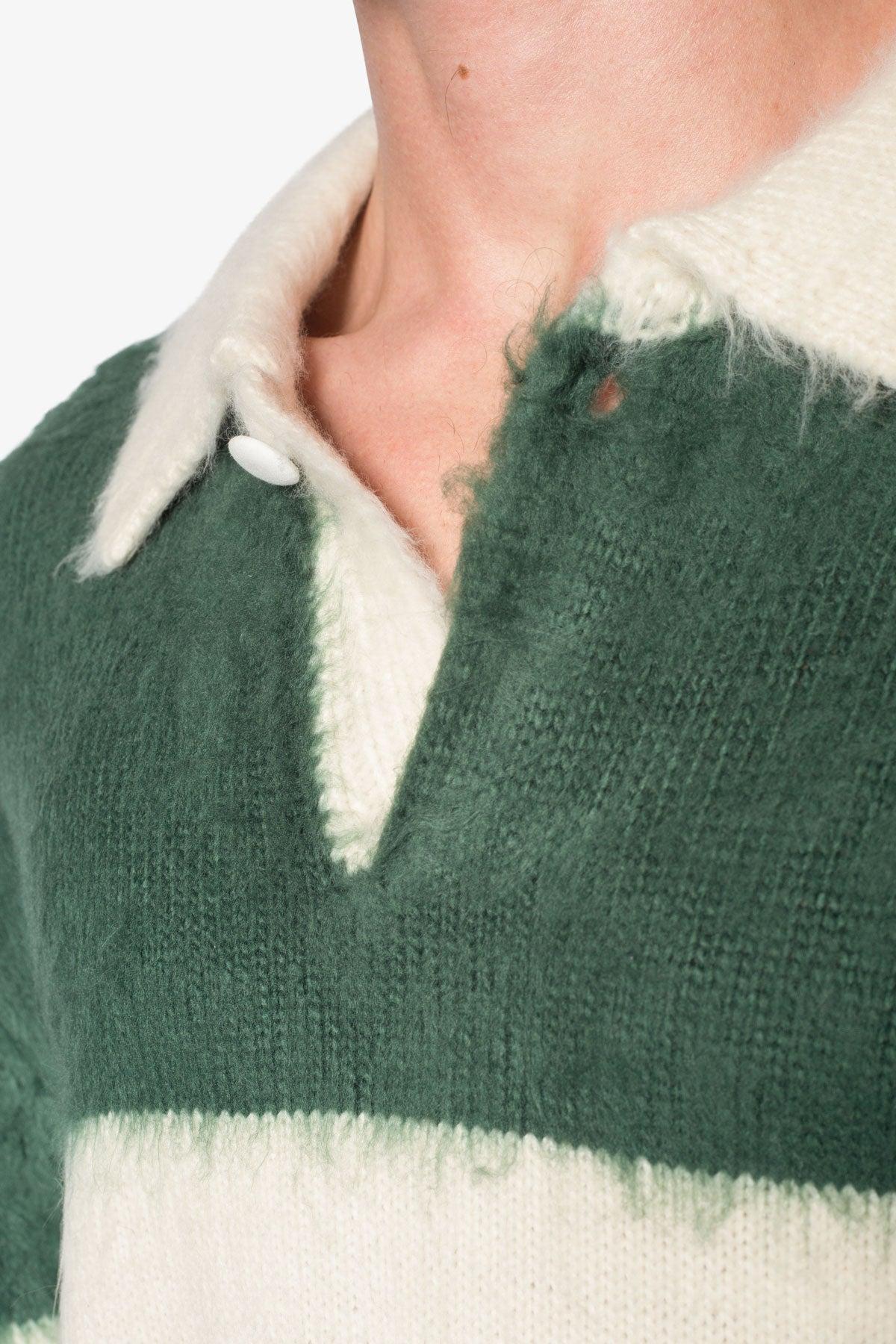 Mohair Rugby Sweater - Green/White Product Image