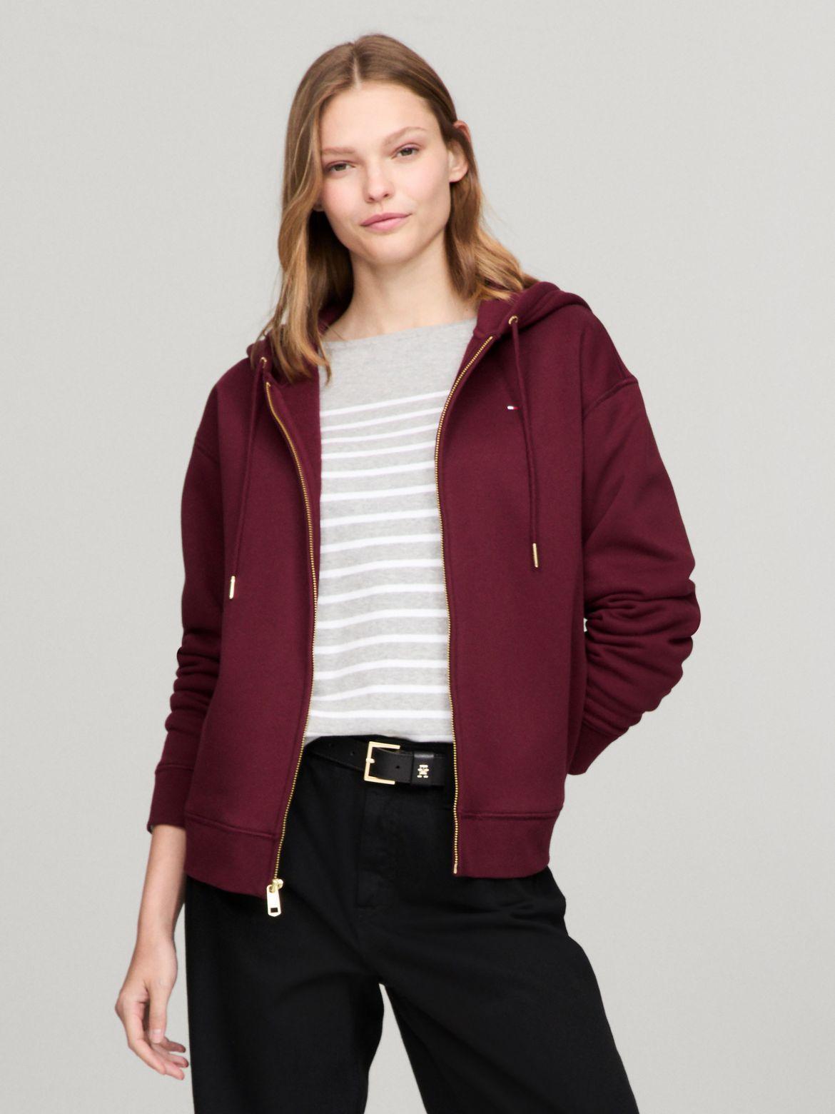 Tommy Hilfiger Women's Relaxed Fit Plush-Lined Zip Hoodie Product Image