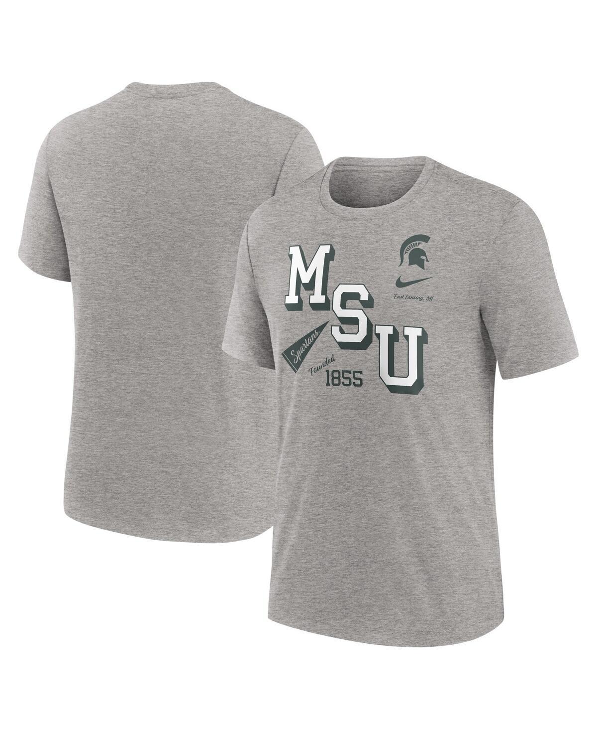 Nike Mens Heather Gray Michigan State Spartans Blitz Roll Call Tri-Blend T-Shirt Product Image