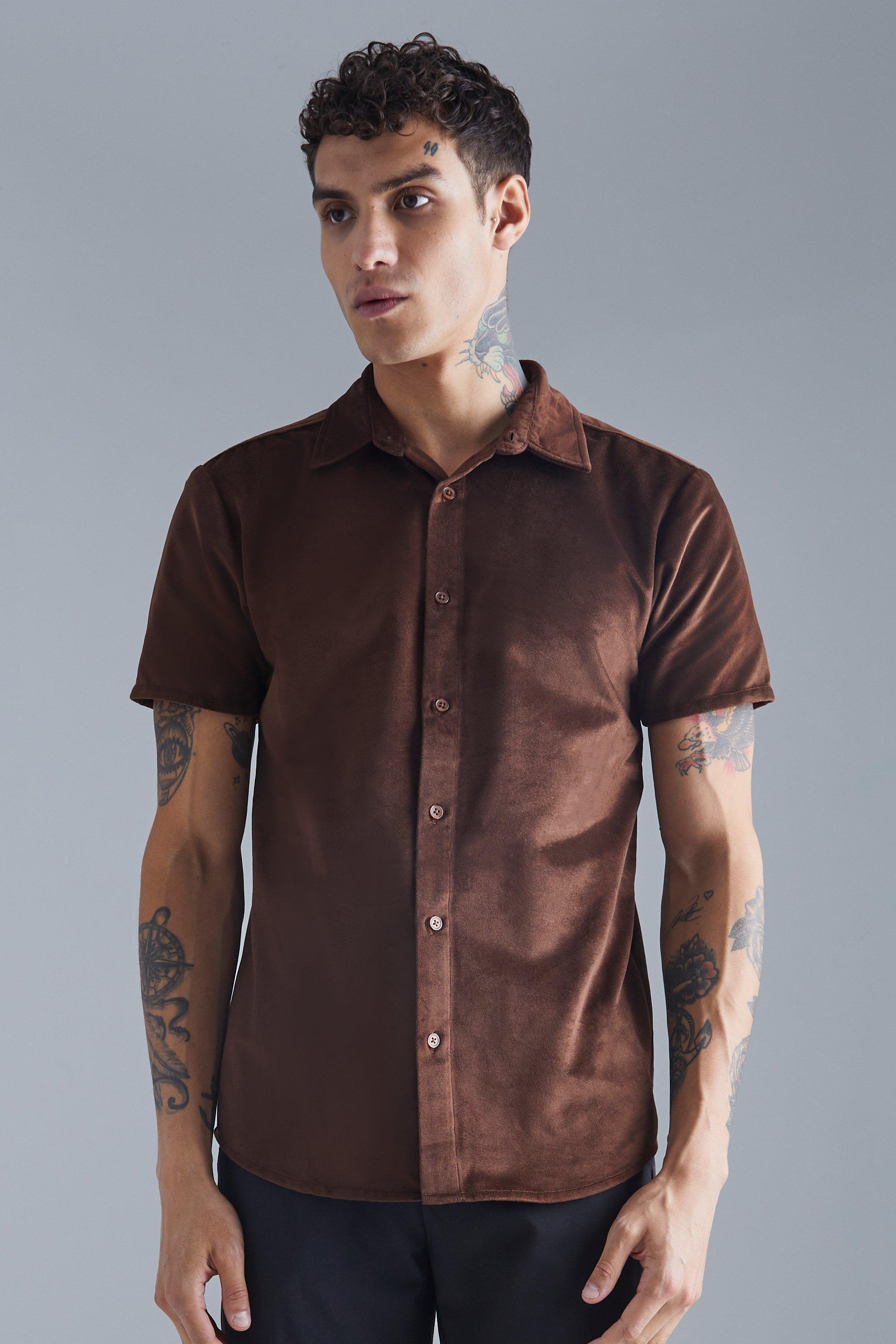 Short Sleeve Velour Shirt | boohooMAN USA Product Image