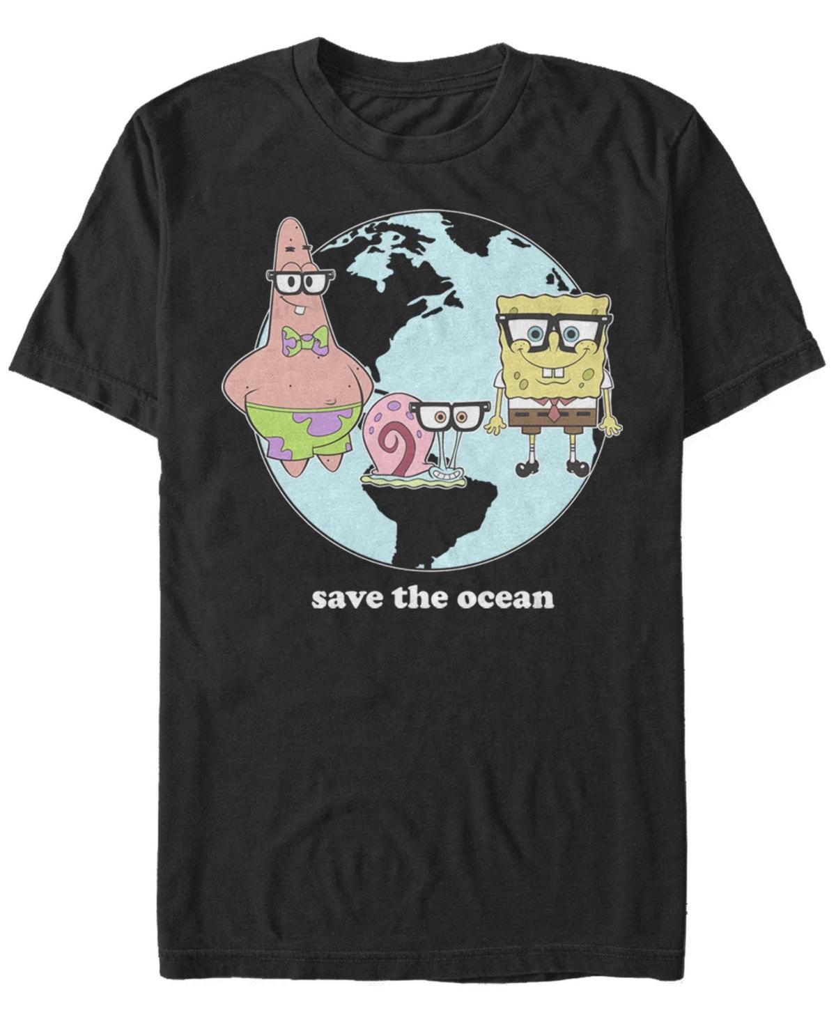 Mens Nickelodeon SpongeBob SquarePants Group Save The Ocean Tee Black Product Image