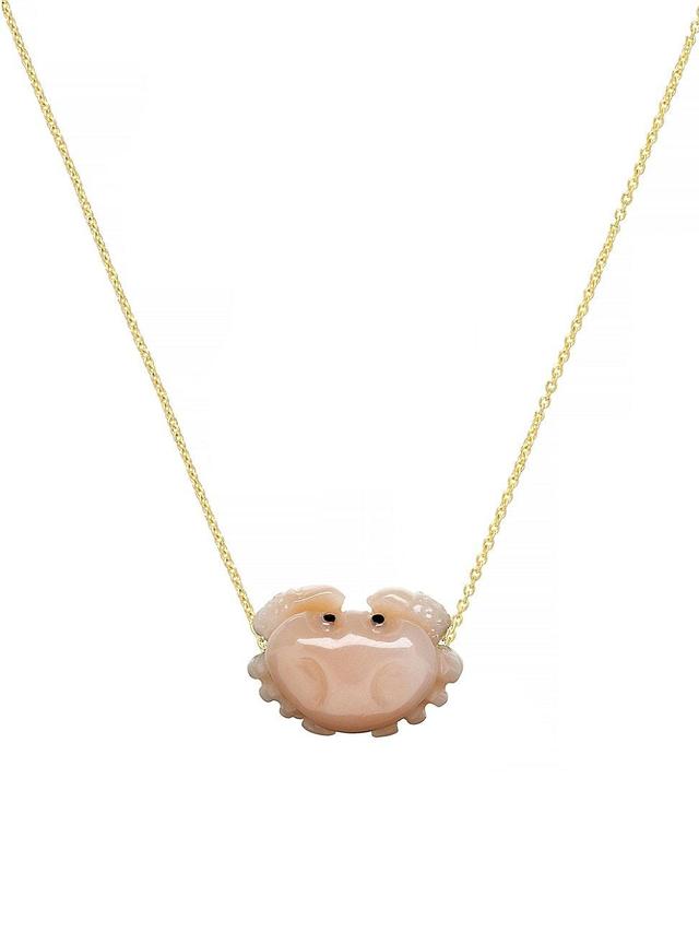 Womens Mar, Sol Y Arena Goldtone & Pink Coral Crab Pendant Necklace Product Image