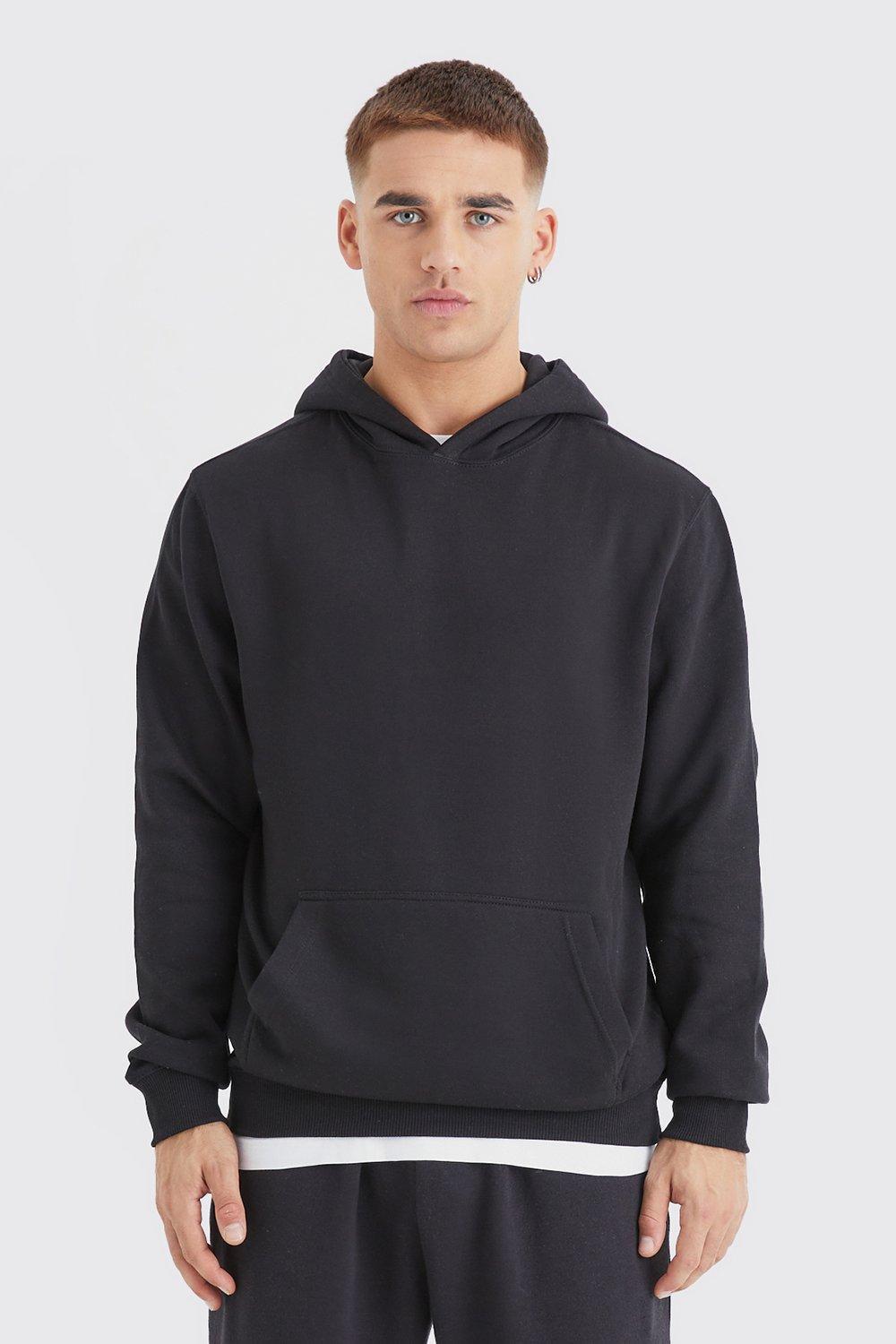 Mens Black Basic Over The Head Hoodie, Black Product Image