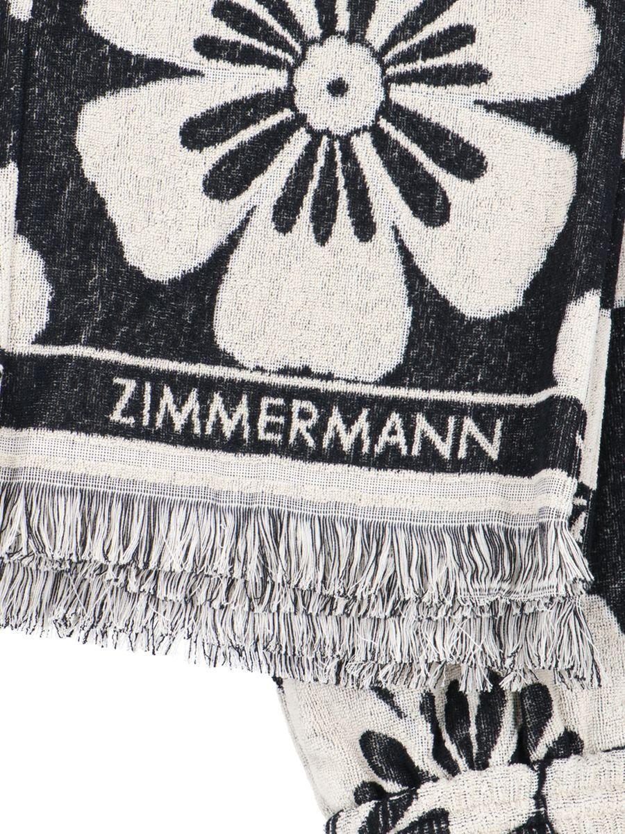 ZIMMERMANN Logo Embroidered Towelling Trousers In Negro Product Image