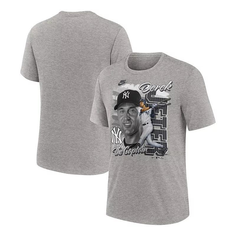 Nike Mens Derek Jeter Heather Gray New York Yankees Cooperstown Collection Player Local T-Shirt Product Image