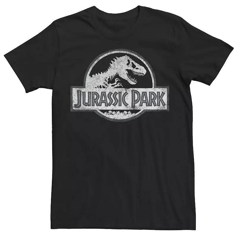 Mens Jurassic Park White Distressed Circle Logo Graphic Tee Kelly Grey Product Image