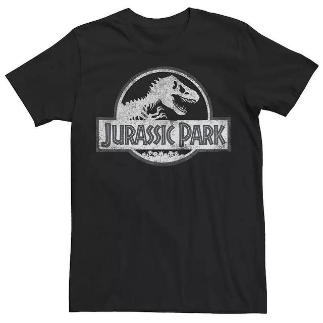 Mens Jurassic Park White Distressed Circle Logo Graphic Tee Navy Grey Product Image