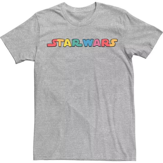 Mens Star Wars Star Rainbow Logo Tee Athletic Grey Product Image