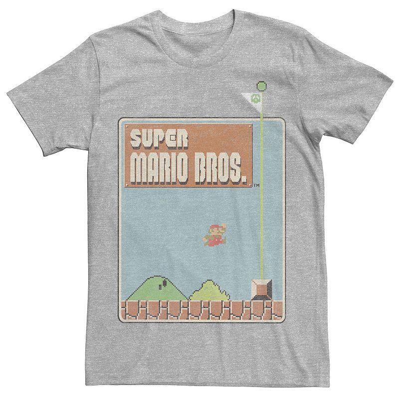 Mens Nintendo Super Mario Bros. Game Screen Shot Tee Athletic Grey Product Image