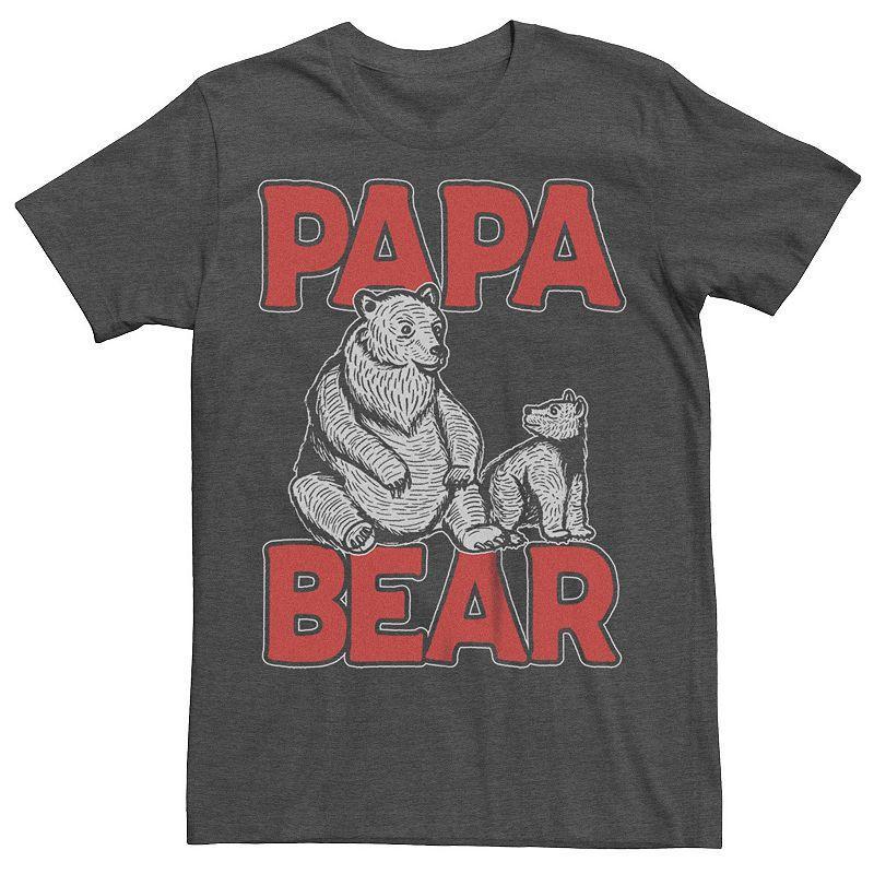 Mens Papa Bear With Cub Graphic Tee Grey Heather Product Image