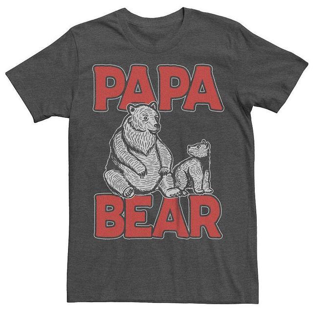 Mens Papa Bear With Cub Graphic Tee Dark Grey Product Image