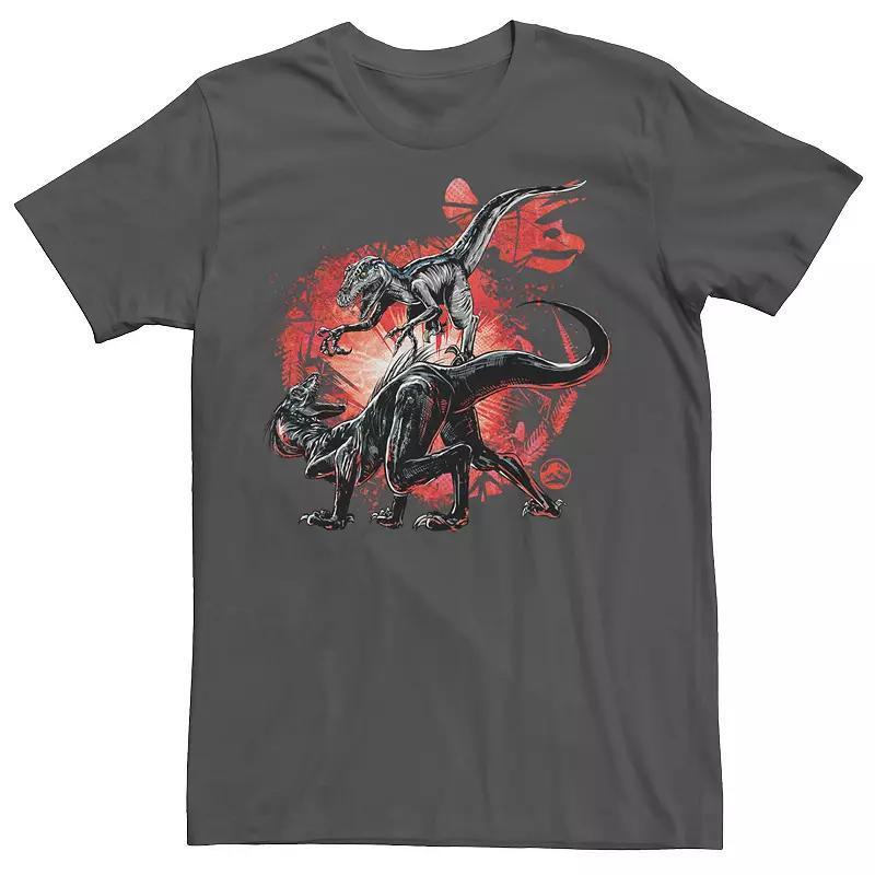 Mens Jurassic World Raptor Fight Portrait Tee Grey Product Image