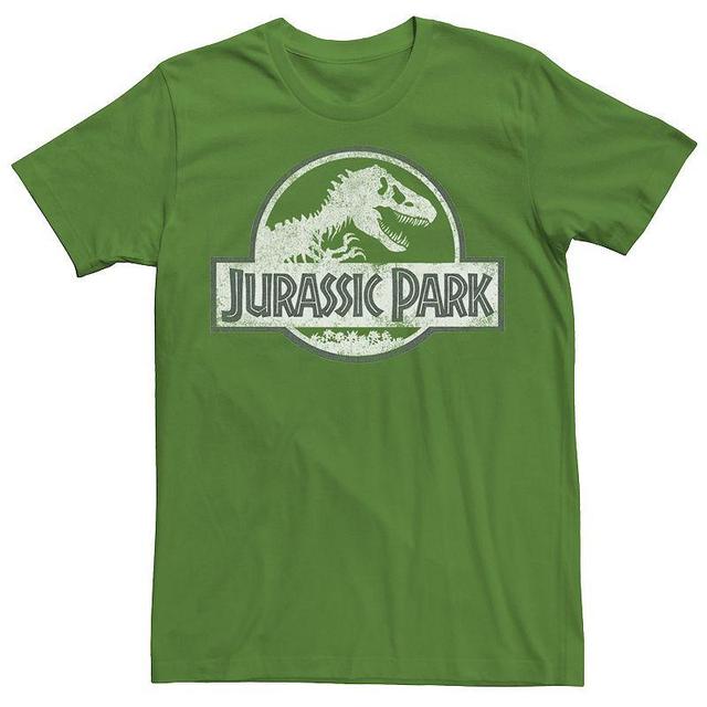 Mens Jurassic Park White Distressed Circle Logo Graphic Tee Navy Grey Product Image