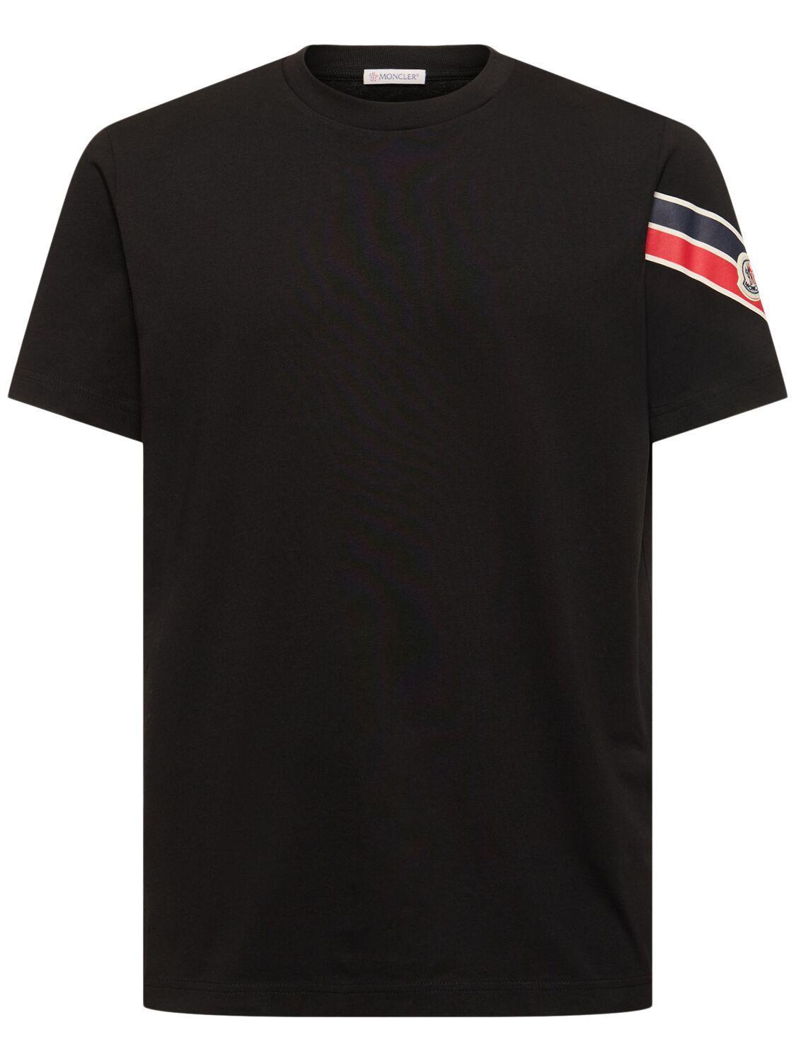 Stripe Logo Cotton T-shirt In Black Product Image