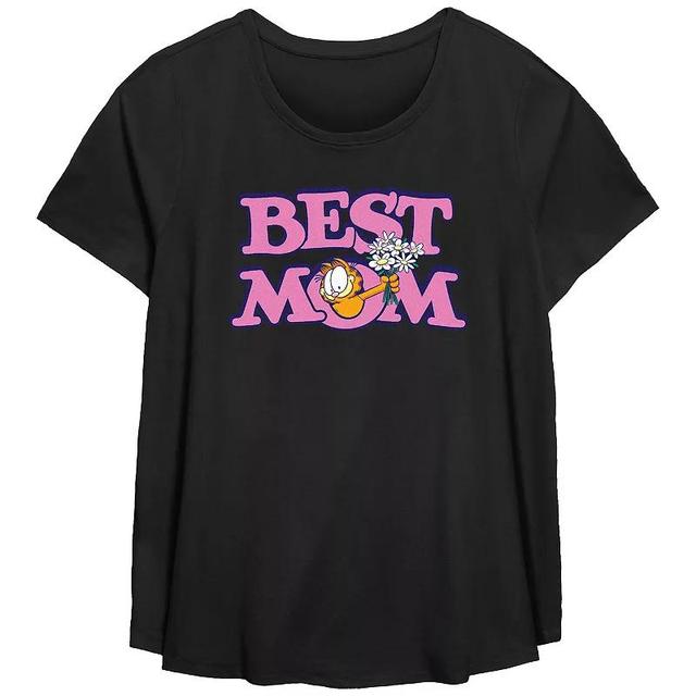 Plus Size Garfield Best Mom Scoop Hem Flowy Graphic Tee, Womens Product Image