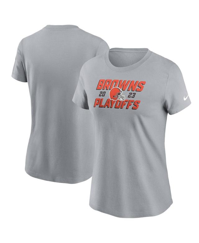 Womens Nike Gray Cleveland Browns 2023 Nfl Playoffs Iconic T-shirt Product Image