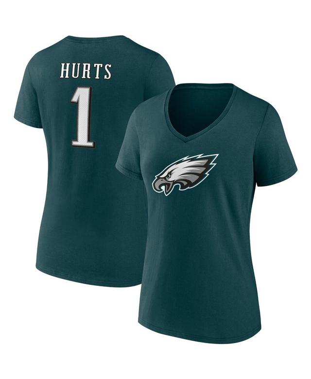 Womens Fanatics Branded Jalen Hurts Midnight Philadelphia Eagles Player Icon Name & Number V-Neck T-Shirt Product Image